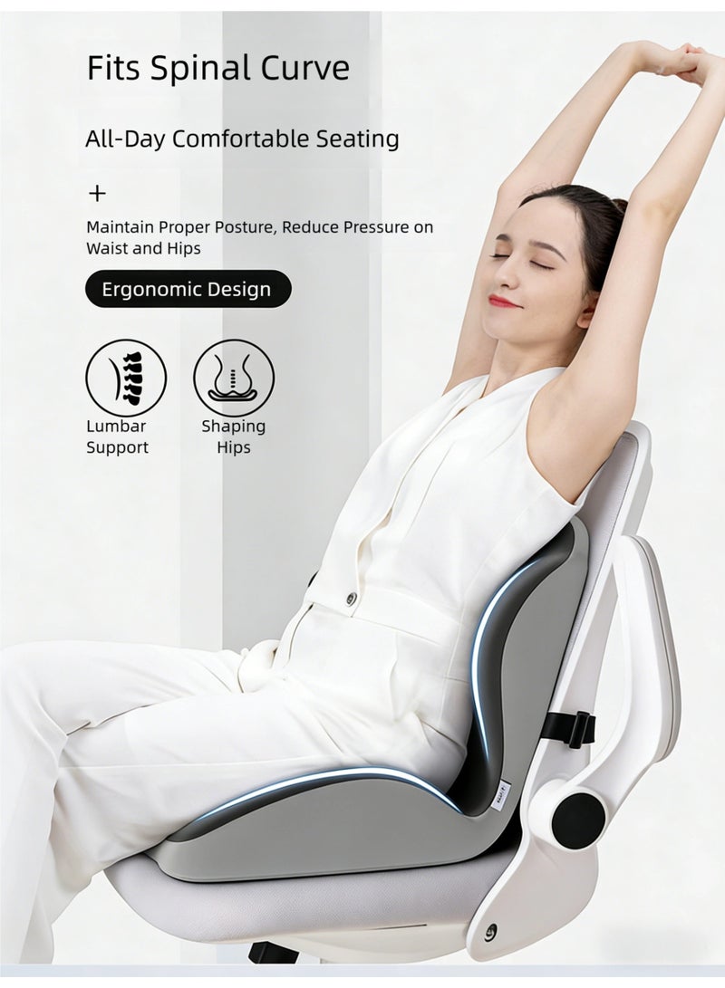 KELIO New 5-Zone Curve Lumbar Support Pillow and Seat Cushion - Memory Foam for Office Chair Car and Wheelchair - Lower Back Sciatica and Tailbone Pain Relief - Image 2