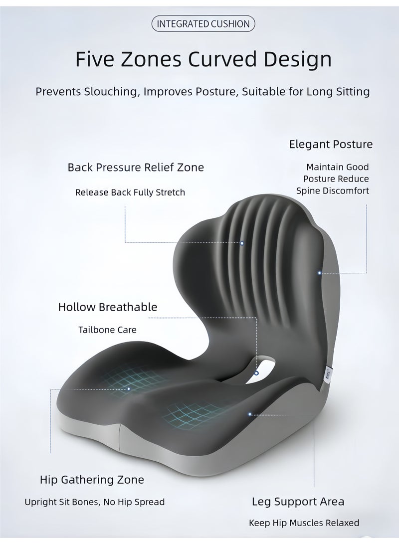 KELIO New 5-Zone Curve Lumbar Support Pillow and Seat Cushion - Memory Foam for Office Chair Car and Wheelchair - Lower Back Sciatica and Tailbone Pain Relief - Image 3