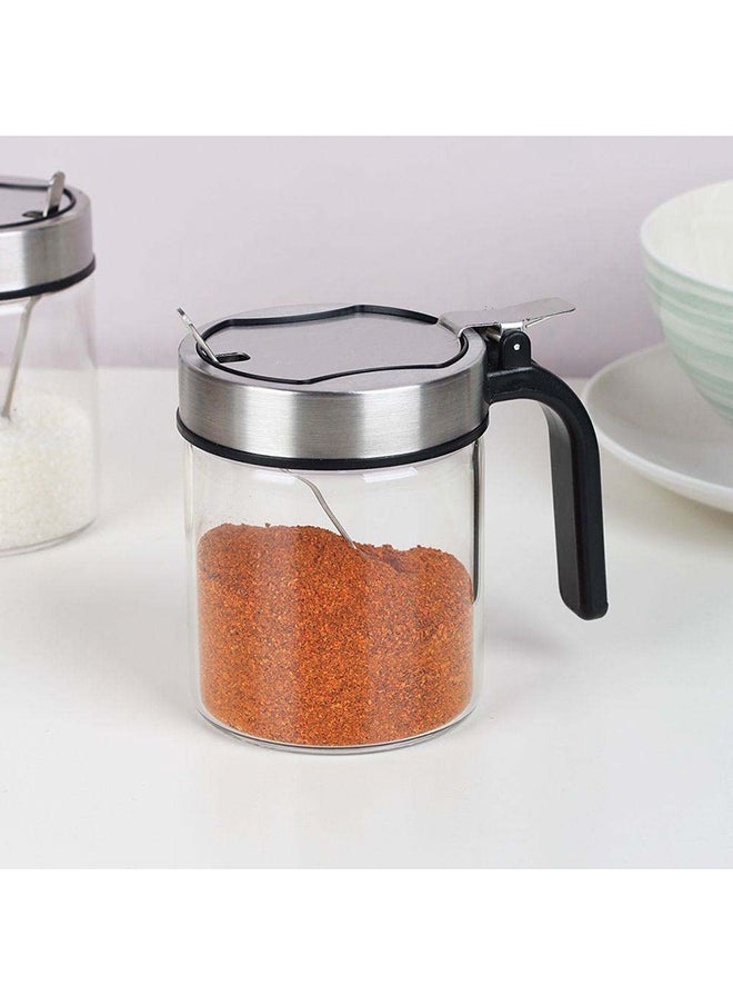 DANUBE HOME - Adrian 2-Piece Spice Rack Set 250Ml Glass plus Ss Tabletop Condiments Holder Spice Container Storage For Kitchen & Dining Room L11Xw10Cm - Silver - Image 1