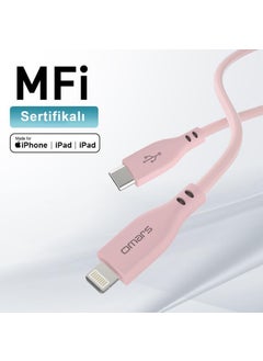 omars Usb-C To MFI Lightning iPhone Silicone Pd Fast Charging Cable Pink  - Image 4