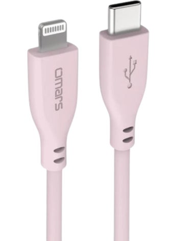 omars Usb-C To MFI Lightning iPhone Silicone Pd Fast Charging Cable Pink  - Image 2