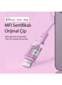 omars Usb-C To MFI Lightning iPhone Silicone Pd Fast Charging Cable Pink  - Image 1