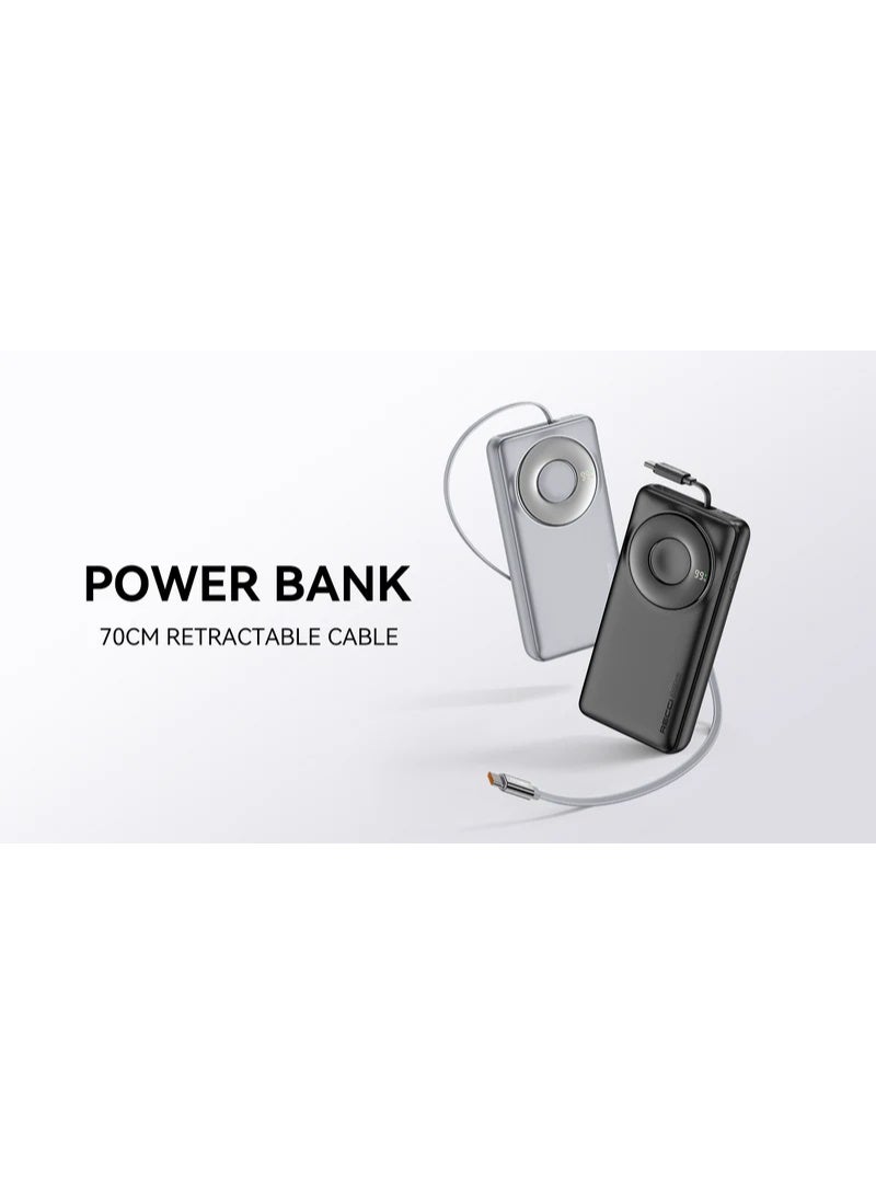 Recci RPB-P72 20,000mAh Power Bank with 65W Ultra Fast Charging for Laptops, 70cm Retractable Type-C Cable, Digital Display - Image 2