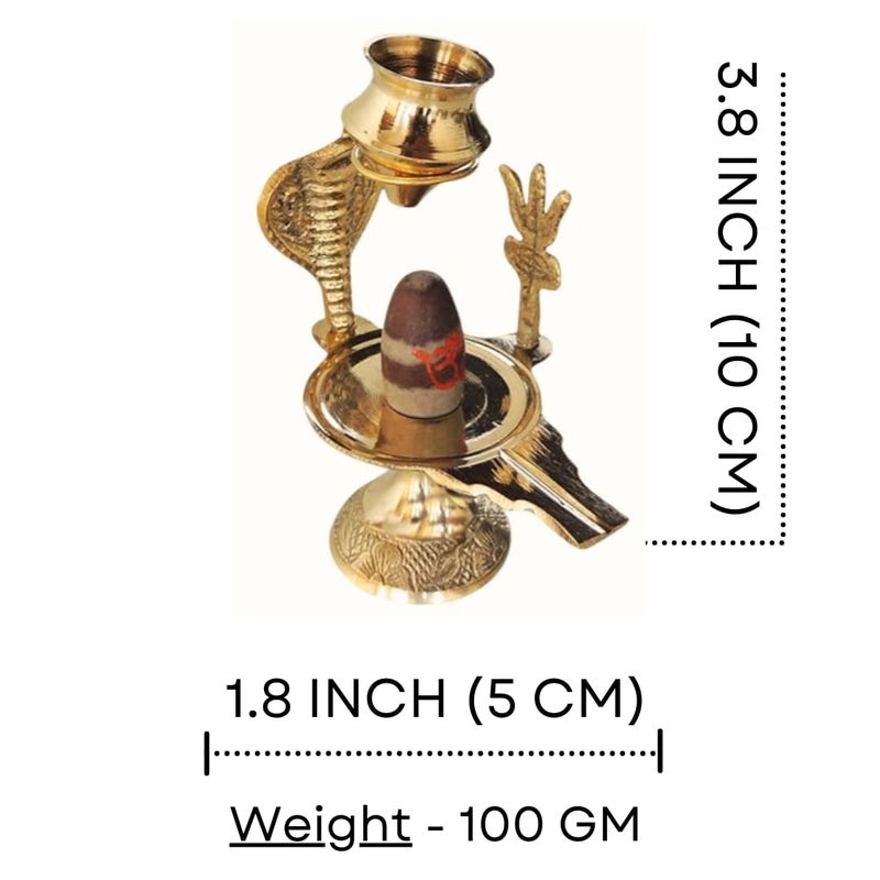 Salvus APP SOLUTIONS Brass Natural Stone Narmadeshwar Shiva Ling with Small Golden Trishul Temple 18x38 Inch - Image 2