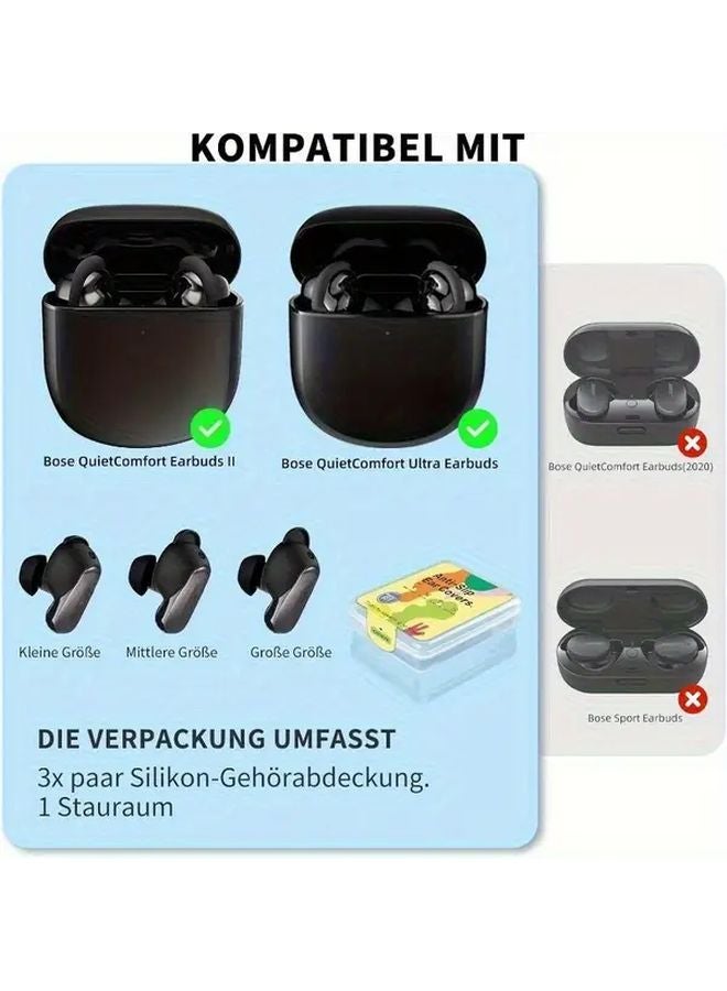 Black Replacement Ear Tips For Bose QuietComfort Earbuds Ultra SharkBuds 3rd Gen - Image 5