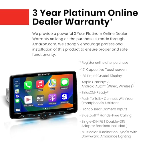 BOSS Audio Systems Elite BE12ACP.WX Single DIN Car Stereo Wireless Apple CarPlay, Android Auto, 12 Inch Touchscreen, Sirius XM-Ready, Bluetooth - Image 5