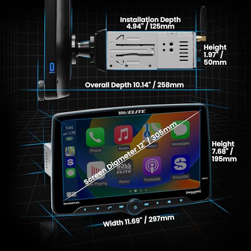 BOSS Audio Systems Elite BE12ACP.WX Single DIN Car Stereo Wireless Apple CarPlay, Android Auto, 12 Inch Touchscreen, Sirius XM-Ready, Bluetooth - Image 4