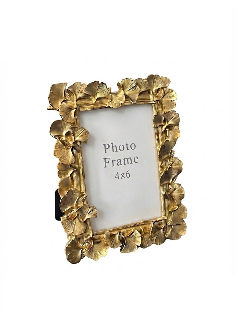 Antique Golden Ginkgo Leaf Shaped Photo Frame Luxury Resin Vintage Picture Frame for Office, Living Room, Home Decoration, Wedding & Housewarming from Stellar (Gold 4x6) - Image 5