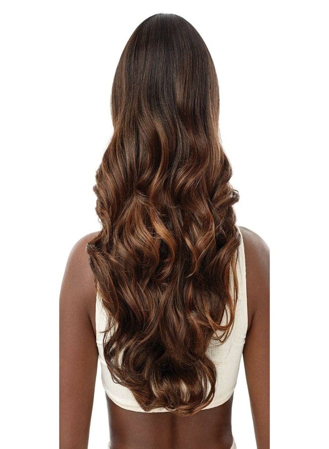 أوتر شعر مستعار أمامي من الدانتيل 360 من Outre Human Hair Blend 13x6 مربوط يدويًا MAXIMINA (DRFF2/GIBRN) - Image 5