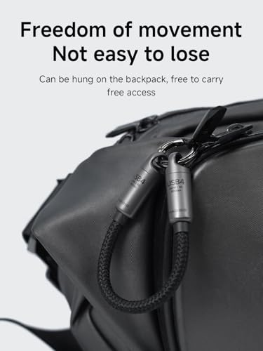 Hagibis USB4 Cable Portable Keychain 05ft 80Gpbs 240W 8K60Hz Short C to C Cable Lanyard TypeC Cable for iPhone 17 16 15 Pro Max iPad Pro Thunderbolt 543 External SSD Silver - Image 3