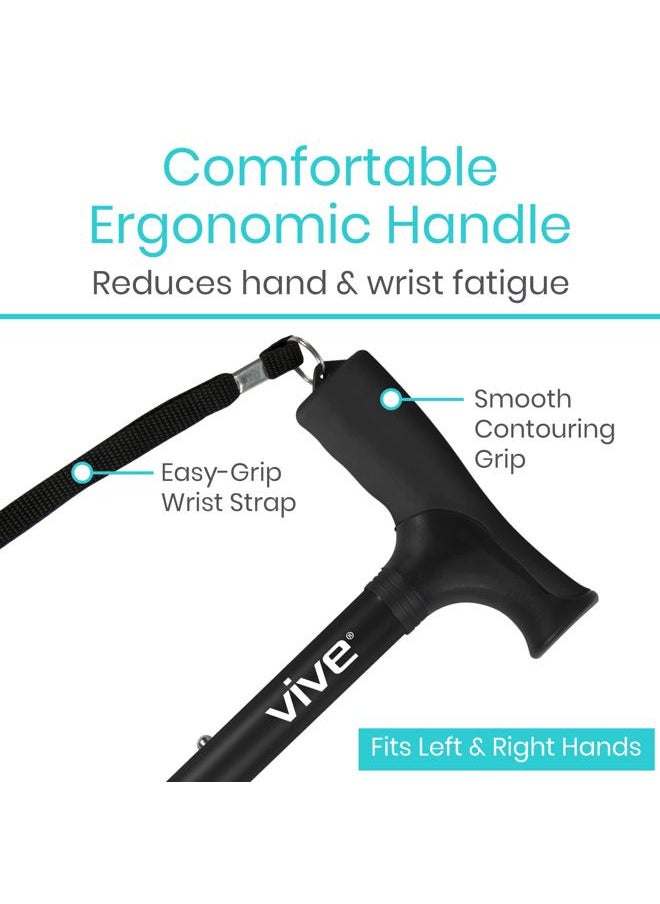 VIVE Folding Cane - Foldable Walking Cane for Men, Women - Fold-up, Collapsible, Lightweight, Adjustable, Portable Hand Walking Stick - Balancing Mobility Aid - Comfortable Ergonomic Handle  - Image 4