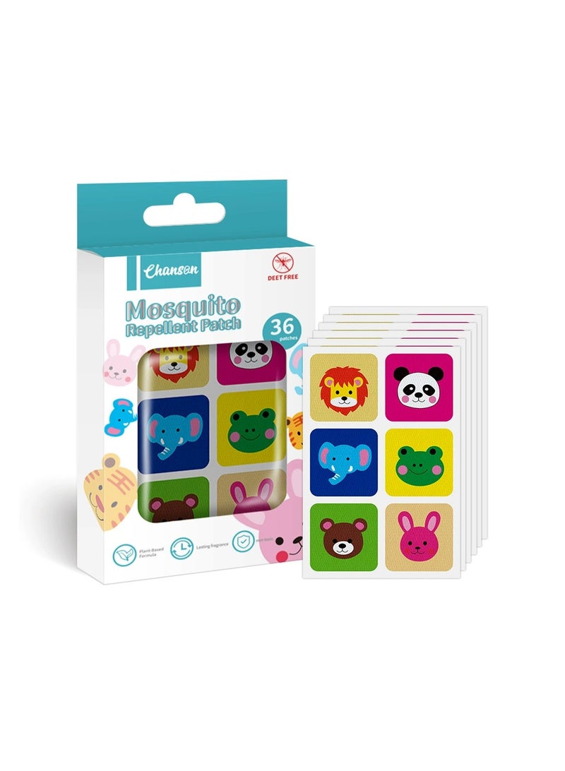 عام ملصقات طاردة للبعوض للأطفال مصنوعة من قماش غير منسوج على شكل كرتون، 36 قطعة من الزيوت العطرية النباتية - Image 1