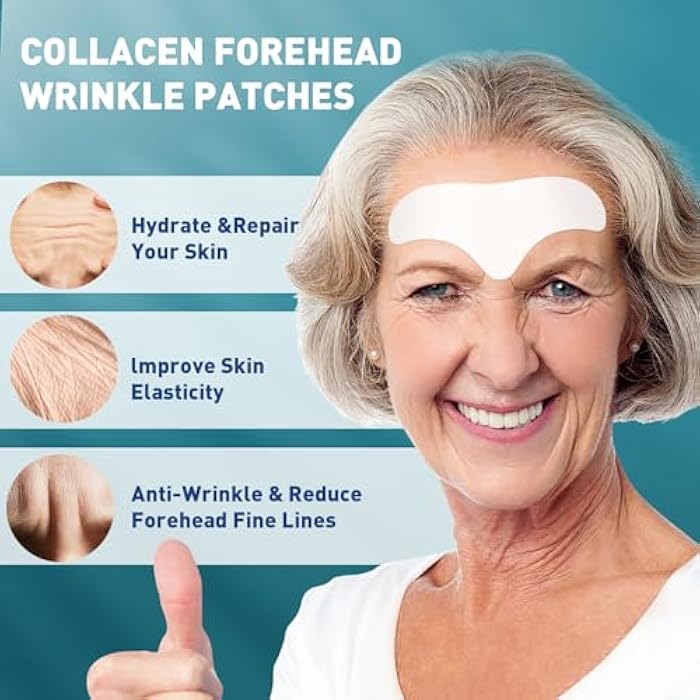 YHOVID 28 Pcs Forehead Wrinkle Patches - Anti Wrinkle Facial Patches with Collagen and Vitamin E for Face Overnight to Smoothing Fine Frown Lines & Wrinkles Treatment - Image 3