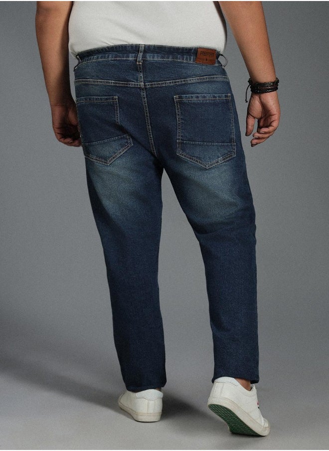 HIGH STAR Men's Indigo 100% Cotton Bleached Full Length Tapered Fit Jeans  - Image 2