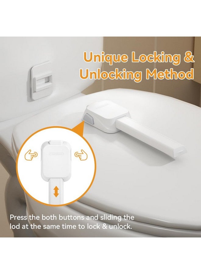 EUDEMON 1 Pack Baby Safety Toilet Lock,Child Proof Toilet Seat Lock for Toddlers and Kid Easy to Install with Adhesive, no Tools Need or Drill(White) - Image 2