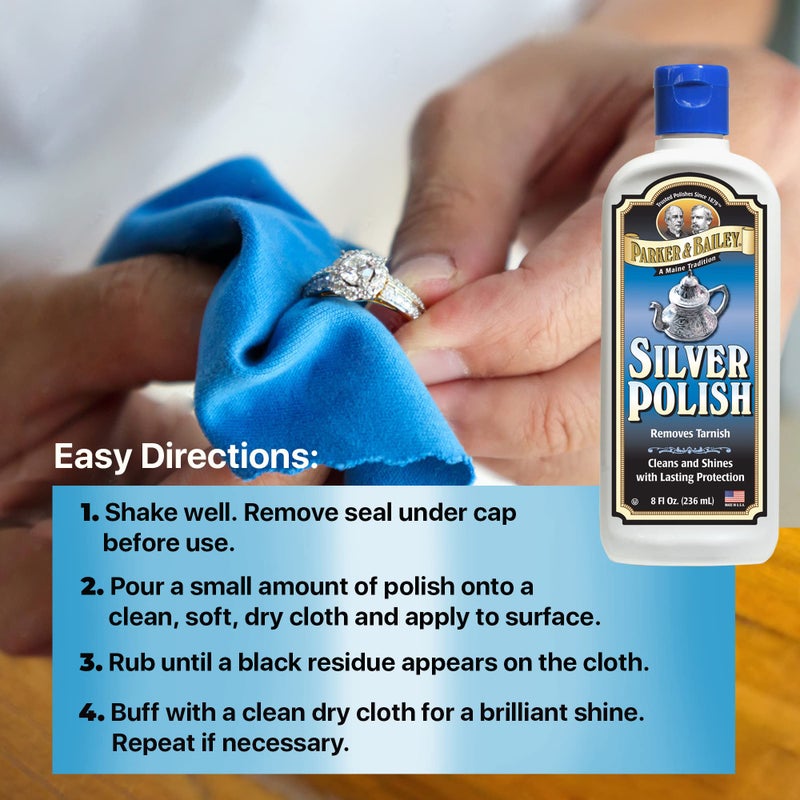 Parker Bailey PARKER & BAILEY Silver Polish - Silver Polish Cleaner and Polish Tarnish Remover Jewelry Cleaner Metal Polish Cream for Polishing Antique Decor Pans Utensils Furniture 8 Oz Bottle - Image 4