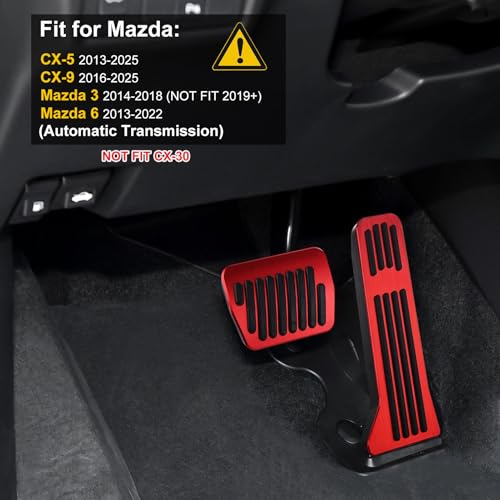 ANFOKAS Compatible with Mazda CX-5 CX-9 3 6 Accessories Anti-Slip Sporty Car Foot Pedal Covers Rest Brake Gas Accelerator Pedal Pads -Red - Image 2