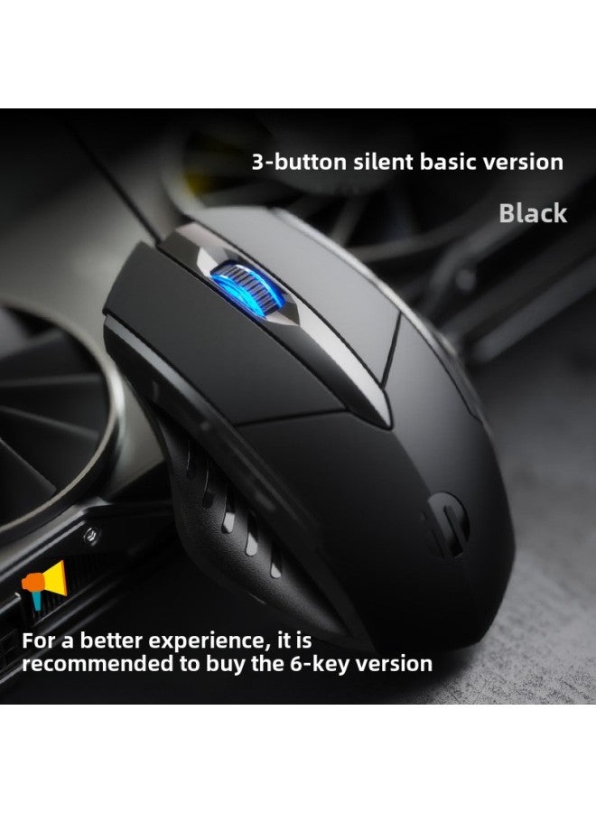Macro Game Special PW1 Mechanical Desktop Mouse Usb Its Qingying Office E-Sports Mute Laptop Wired-Color:3-button Version Qingying Fixed Dpi Qingying Non-luminous Qingying Black-Interface:Official Standard - Image 1