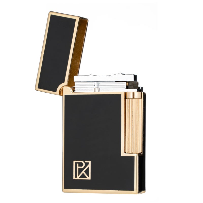 KUBOY Soft Flame Black Gold Flint Wheel Butane Refillable Gas Metal Lighter - Image 2