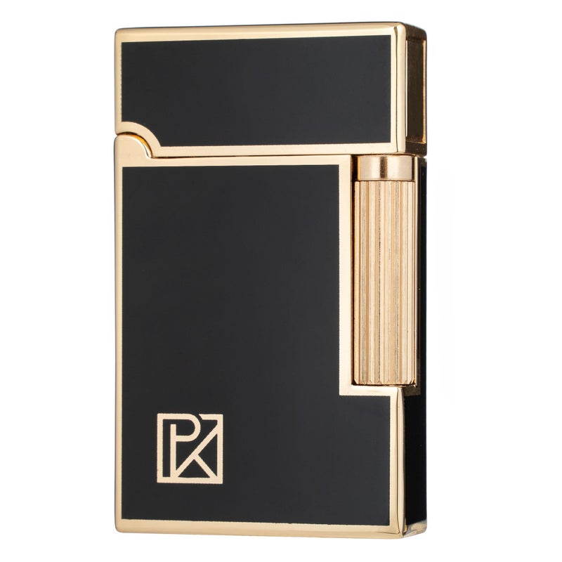 KUBOY Soft Flame Black Gold Flint Wheel Butane Refillable Gas Metal Lighter - Image 1