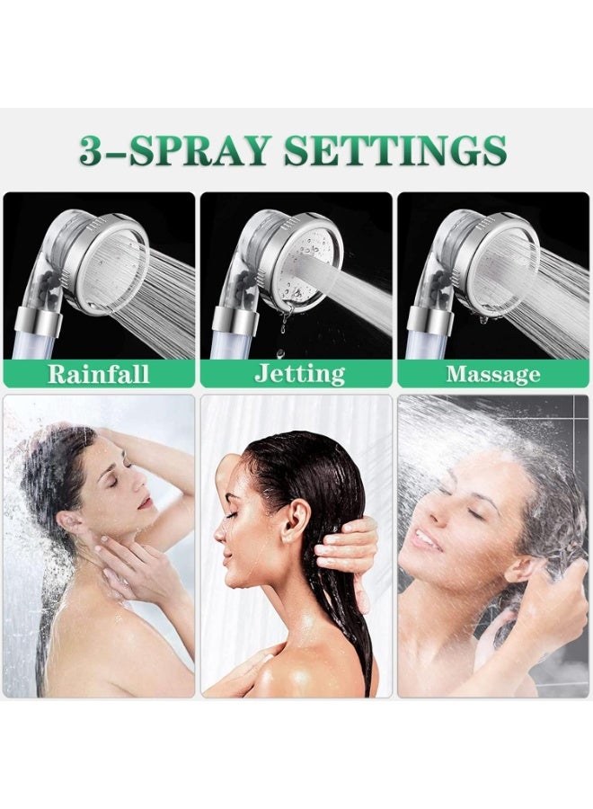 Beauenty Ionic Shower Head 3 Modes High Pressure Handheld Showerhead Water Saving Filtered Shower Head with PP Cotton Filter and Extra Filter Stones Easy Install - Image 2