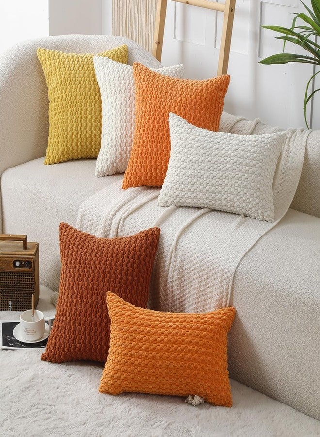 WOKANI Corduroy Cream White Throw Pillow Covers 18x18 Set of 2, Decorative Soft Boho Striped Decoration Pillowcases Modern Farmhouse Home Decor for Sofa Living Room Couch Bed - Image 2