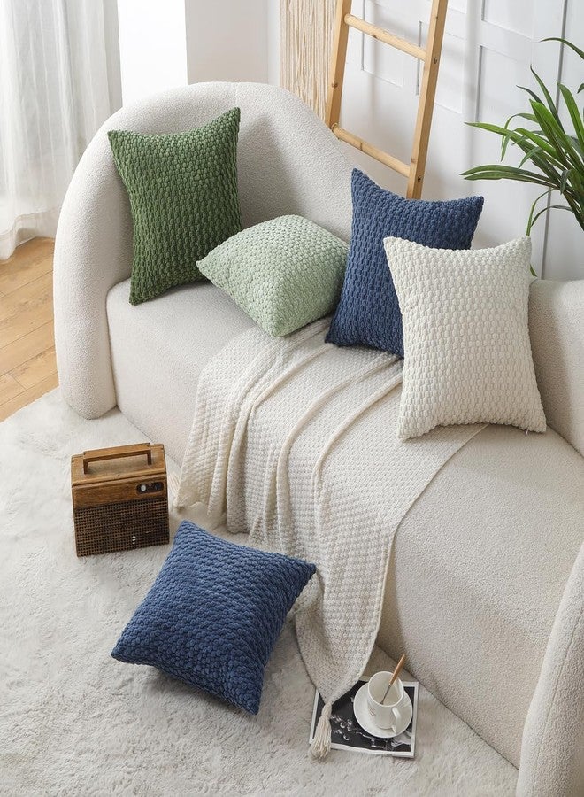 WOKANI Corduroy Cream White Throw Pillow Covers 18x18 Set of 2, Decorative Soft Boho Striped Decoration Pillowcases Modern Farmhouse Home Decor for Sofa Living Room Couch Bed - Image 3