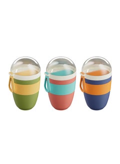 Generic High-value Multi-functional Fruit Salad Cup For Office Workers Portable Water Cup With Snacks For Students Accompanying Breakfast Cup-Color:Complimentary Breakfast Cup Blue-Capacity:301-500ML  - Image 1