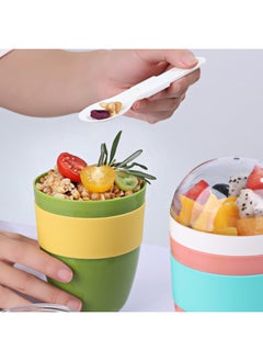 Generic High-value Multi-functional Fruit Salad Cup For Office Workers Portable Water Cup With Snacks For Students Accompanying Breakfast Cup-Color:Complimentary Breakfast Cup Blue-Capacity:301-500ML  - Image 4