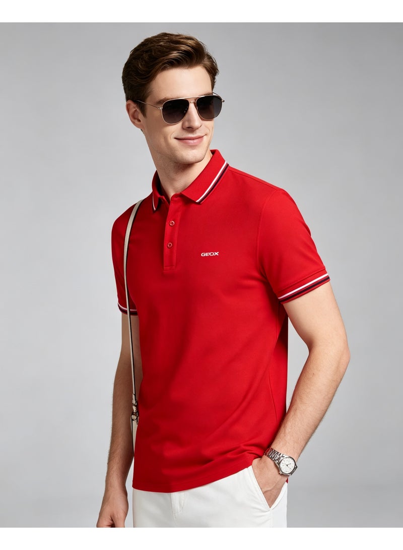 GEOX Unisex Short Sleeve Polo Shirt Casual Daily Office Wear Red - Image 1