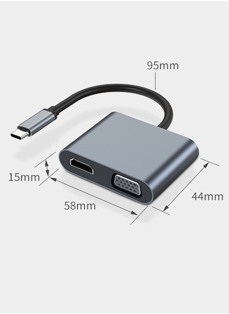 Super ZYouth 4-in-1 USB C Hub Adapter with 4K HDMI & 1080P VGA, 100W PD Charging, USB 3.0 Data Port, Compact Design for MacBook Air/Pro, Dell XPS, HP, Surface Pro, Laptops  - Image 2