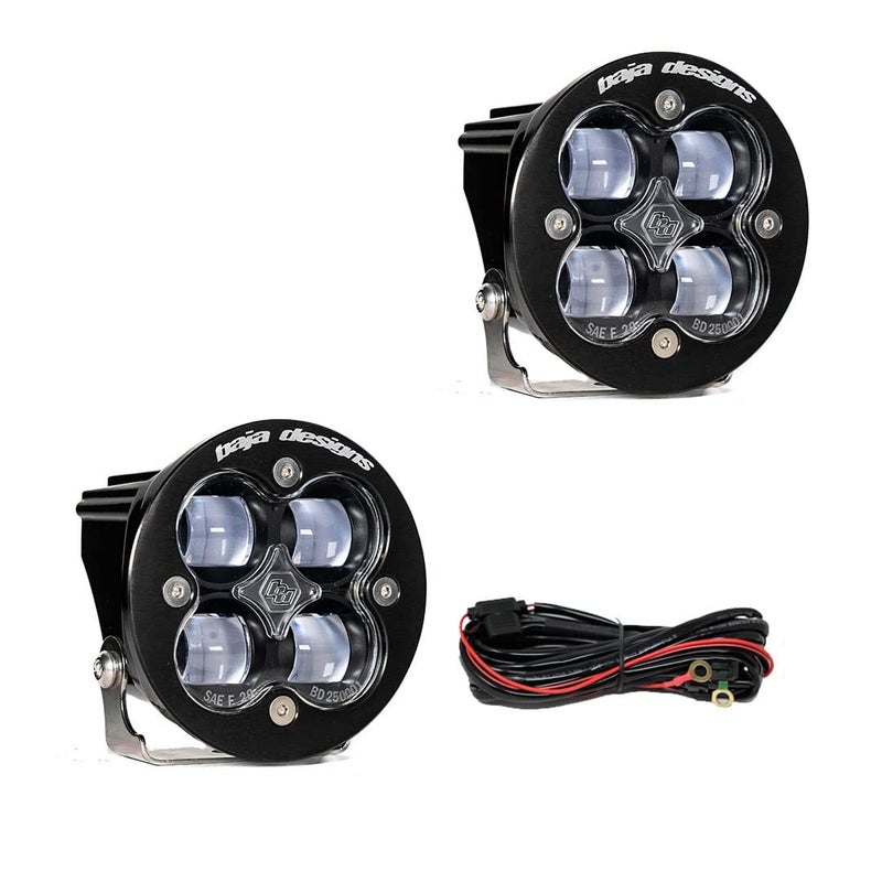 Baja Designs SquadronR Clear SAE LED Auxiliary Fog Light Pod Pair with Wiring Harness 247802 Universal