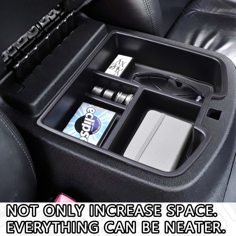 HGWEI Center Console Organizer Compatible with 2007-2014 Chevy Silverado GMC Sierra Avalanche Tahoe Suburban Yukon Yukon XL Accessories, Floor Mounted Center Console ONLY, Black Trim - Image 4