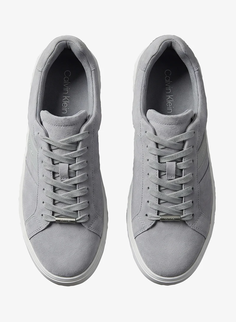 Calvin Klein Formal Grey/Off White Suede Cupsole Sneakers for Men | Best Price UAE