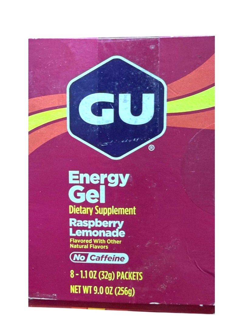 GU Energy Original Sports Nutrition Energy Gel, 8-Count, Vegan, Gluten-Free, Kosher, and Dairy-Free On-The-Go Energy for Any Workout, Raspberry Lemonade - Image 2