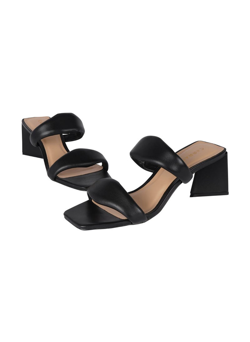 Carrano Ladies DUO STRAPS Puffy Mid Heel Triangle Sandal Leather 429003 Cab102 - Image 2