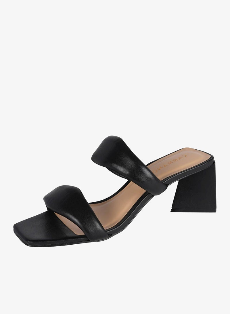 Carrano Ladies DUO STRAPS Puffy Mid Heel Triangle Sandal Leather 429003 Cab102 - Image 3