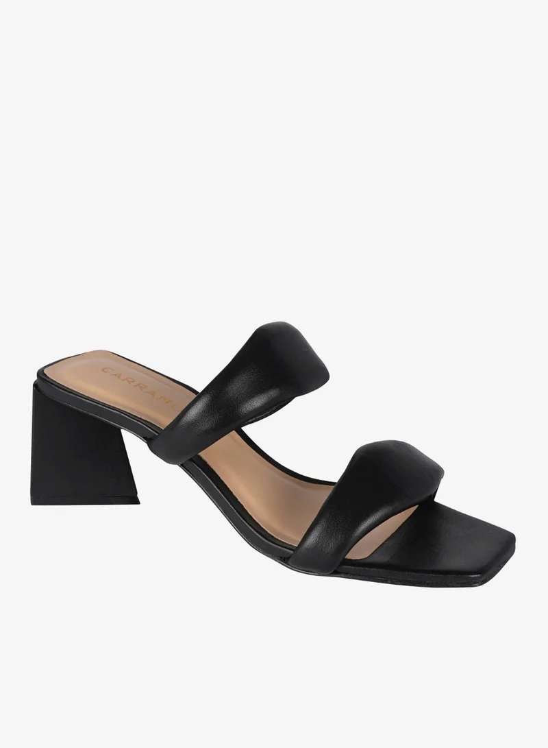 CARRANO Carrano Ladies DUO STRAPS Puffy Mid Heel Triangle Sandal Leather 429003 Cab102
