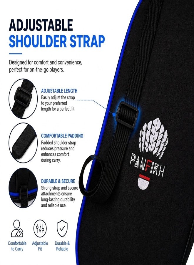 PANFIKH حقيبة تنس الريشة المقاومة للماء من البوليستر من بانفيخ - حقيبة كتف واحدة بسحاب | غطاء مضرب اسكواش للجنسين | ملحقات معدات وغطاء مضرب، أزرق - Image 3