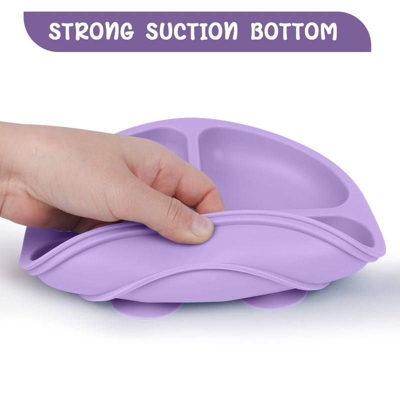 Vicloon أطباق فيكلون القابلة للشفط 2 قطعة للأطفال الرضع والأطفال الصغار مصنوعة من السيليكون خالية من BPA تصميم طبق مقسم آمن للاستخدام في الميكروويف وغسالة الصحون - Image 3