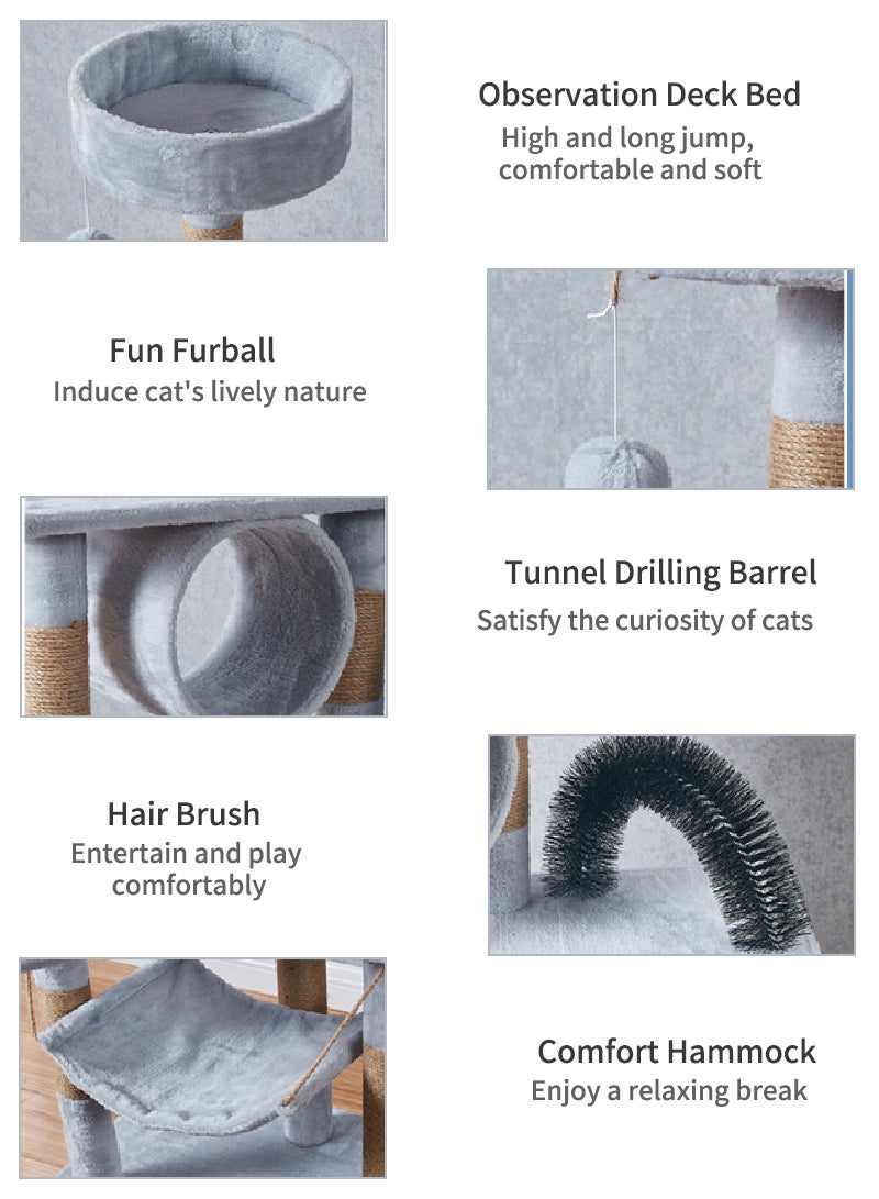 Sharpdo Cat Climbing Frame, Cat Tree Toys, Cat House, Cat Jumping Platform, Claw Scratching Post, 125*40*50cm - Image 5