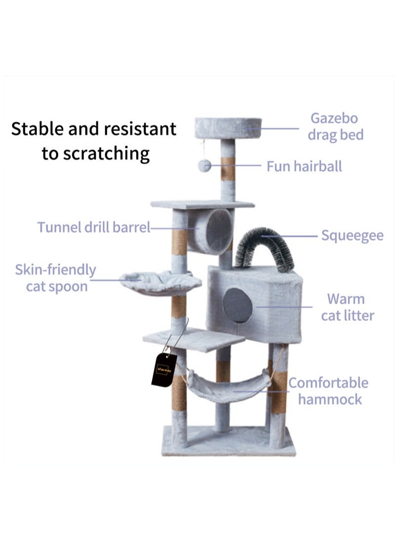Sharpdo Cat Climbing Frame, Cat Tree Toys, Cat House, Cat Jumping Platform, Claw Scratching Post, 125*40*50cm - Image 2