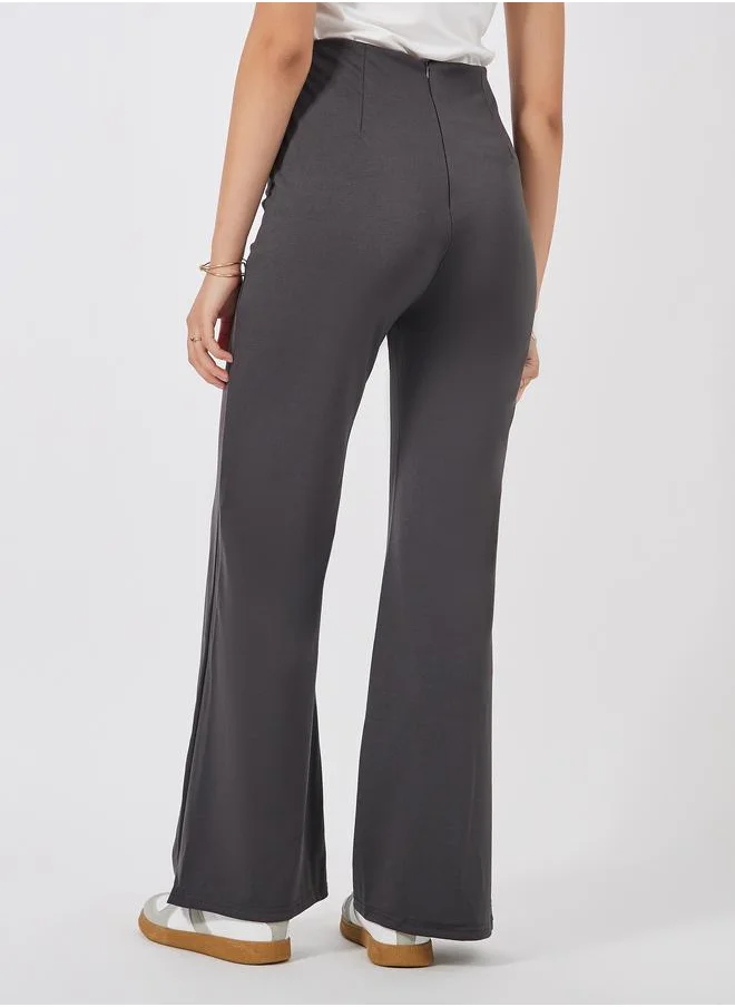 Styli Draped Wide Leg Pants with Pintuck