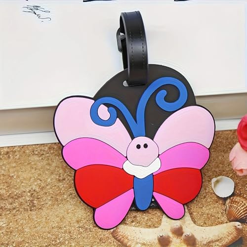 MONKEYTAIL Butterfly Theme Luggage Tag for Boys & Girls - Fun Colorful Tags with Name Label for Kids School Bags, Backpack - Image 4