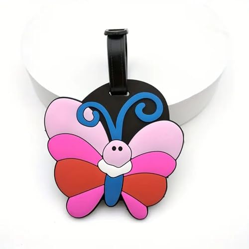 MONKEYTAIL Butterfly Theme Luggage Tag for Boys & Girls - Fun Colorful Tags with Name Label for Kids School Bags, Backpack - Image 1