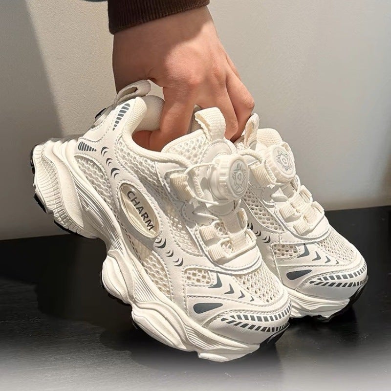 Spring And Style Swivel Buckle Children'S Shoes, Boys' Breathable Mesh Sports Shoes, Girls' Dad Shoes, Children'S Running Shoes - Image 4