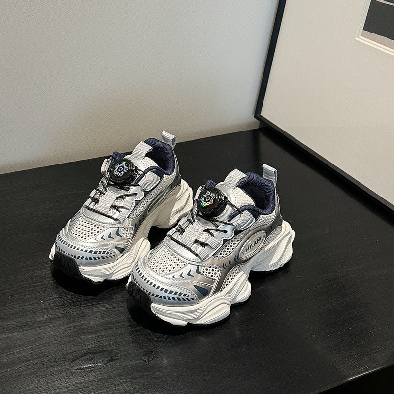 Spring And Style Swivel Buckle Children'S Shoes, Boys' Breathable Mesh Sports Shoes, Girls' Dad Shoes, Children'S Running Shoes - Image 1