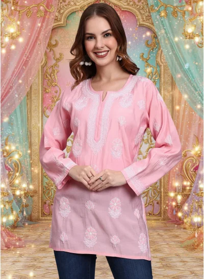 Alaya Hand Embroidered Chikankari Chanderi Kurti-AL4090