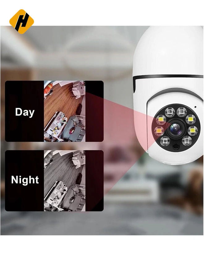 HuHa Bulb Camera 1080P, Night Vision IP Camera, PTZ Camera, 4X Digital Zoom Monitor, Home Security System, WiFi Camera Full Color  - Image 2