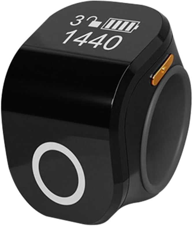 حلقة تسبيح حلقة زكر ذكية تسبيح مع مقعد أصابع سيليكون قابل للتعديل مناسبة للبالغين للصلاة (أسود) - Image 1